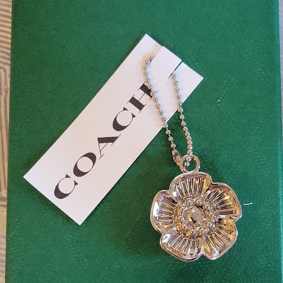 Coach Heavy Silver Floral Pendant  Charm - Picture 1 of 7